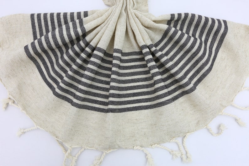 Linen Towel,Beige Towel,Turkish Towel,Black Striped Towel,Soft Towel,40x68,Turkish Peshtemal,Peshtemal Towel,Hammam Towel,Spa Towel,GL001D image 3