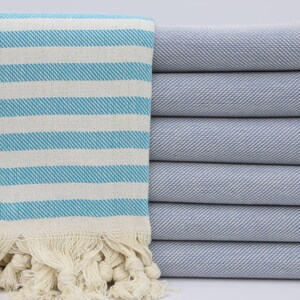 Peshtemal Towel,Beach Towel,Turkish Towel,Bulk Towel,Cotton Towel,40&quot;x70&quot;,Hammam Towel,Turkish Peshtemal,Gray And Turquoise Towel,AY003D