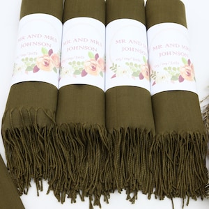 Personalized Bride Gift,Turkish Scarf,26&quot;x67&quot;,Pashminas, Dark Khaki Pashmina,Wholesale Scarfs,Bridal Party Gifts,Shawls As A Favor,Scarfs