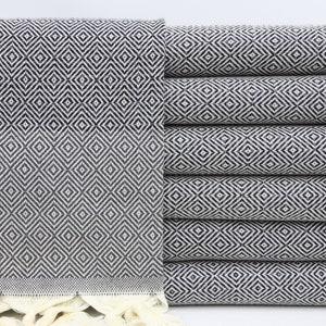 Turkish Towel,Wedding Towel,Bath Towel,Beach Towel,38&quot;x69&quot;,Boho Towel,Dark Gray Towel,Cotton Towel,Gift Towel,Turkish Peshtemal,BC032D