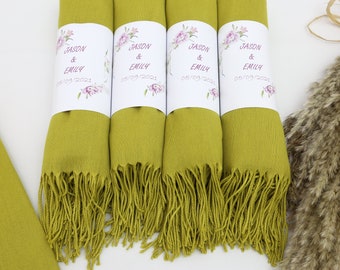 Großhandelsschals, Brautparty-Schal-Geschenk, Brautjungferschals, personalisierte Pashmina für eine Hochzeit, 26 "x 67", Pashminas, pistaziengrüne Pashmina