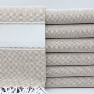 Turkish Peshtemal,Turkish Towel,Personalized Gift,Bath Towel,Beach Towel,40&quot;x70&quot;,Cotton Towel,Handmade Towel,Beige Towel,Home Decor,MO018D