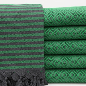 Turkish Blanket,Wedding Gift Blanket,79&quot;x103&quot;,Turkish Bedspread,Green Blanket,Decorative Blanket,Soft Blanket,Cotton Blanket,IM007E