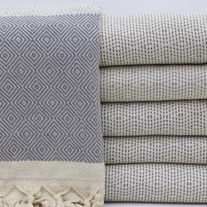 Turkish Blanket,Gray Blanket,Handmade Blanket,Geometric Design Blanket,Turkey Throws,79&quot;x89&quot;,Turkish Bedspread,Bedspread,IM003E