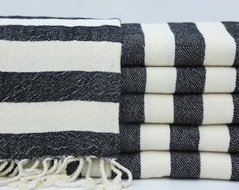 Tea Towel,Turkish Hand Towel,Kitchen Towel,Dish Towel,Service Towel,24"x40",Black And White Hand Towel,Striped Hand Towel,Face Towel,BD011F