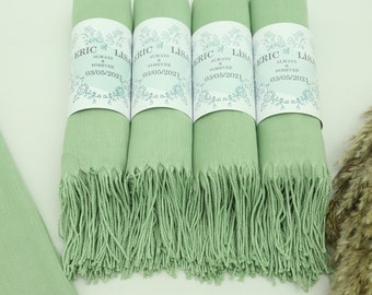 Bridesmaid Gift,Personalized Wedding Gifts,Turkish Pashmina,Wholesale Scarfs,26&quot;x67&quot;,Pashminas,Pale Green Pashmina,Shawl As A Favor