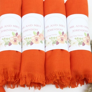 Turkish Pashmina,Wholesale Scarfs,Bridesmaid Gifts,26&quot;x67&quot;,Pashminas,Orange Pashmina,Handmade Pashmina,Shawl With a Personalized Band