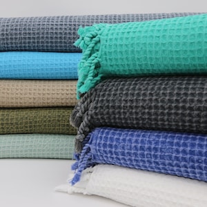 Turkish Blanket,Waffle Blanket,70x87,White Blanket,Sofa Cover Blankets,Stonewashed Blanket,Turkish Bedspread,Decorative Bedspread,UA002E image 9