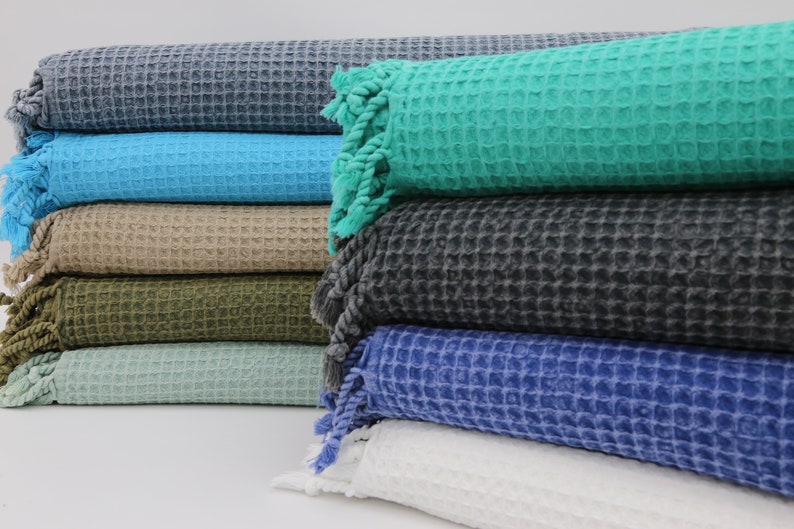 Turkish Blanket,Waffle Blanket,70x87,White Blanket,Sofa Cover Blankets,Stonewashed Blanket,Turkish Bedspread,Decorative Bedspread,UA002E image 9
