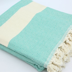 Turkish Blanket,Personalized Blanket,Cotton Blanket,Mint Green Bedspread,Sofa Cover,Home Decor,Bedspread,79&quot;x90&quot;,Turkish Bedspread,BD017E