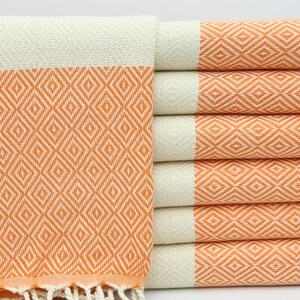 Turkish Towel,Orange Turkish Towel,Bath Towel,Beach Towel,40&quot;x70&quot;,Bulk Towel,Anatolian Towel,Turkish Peshtemal,Diamond Design Towel,MT007D