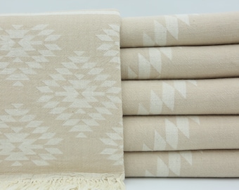 Asciugamano turco, asciugamano tessuto a mano, asciugamano da tiro, asciugamano sfuso, asciugamano da bagno, telo da spiaggia, 40"x70", peshtemal turco, asciugamano beige, asciugamano con motivo azteco, BD012D