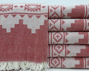 Asciugamano turco, 40"x70", Peshtemal turco, asciugamano rosso, asciugamano personalizzato, asciugamano all'ingrosso, asciugamano boho, telo da spiaggia, telo da bagno, asciugamano decorativo, BD045D