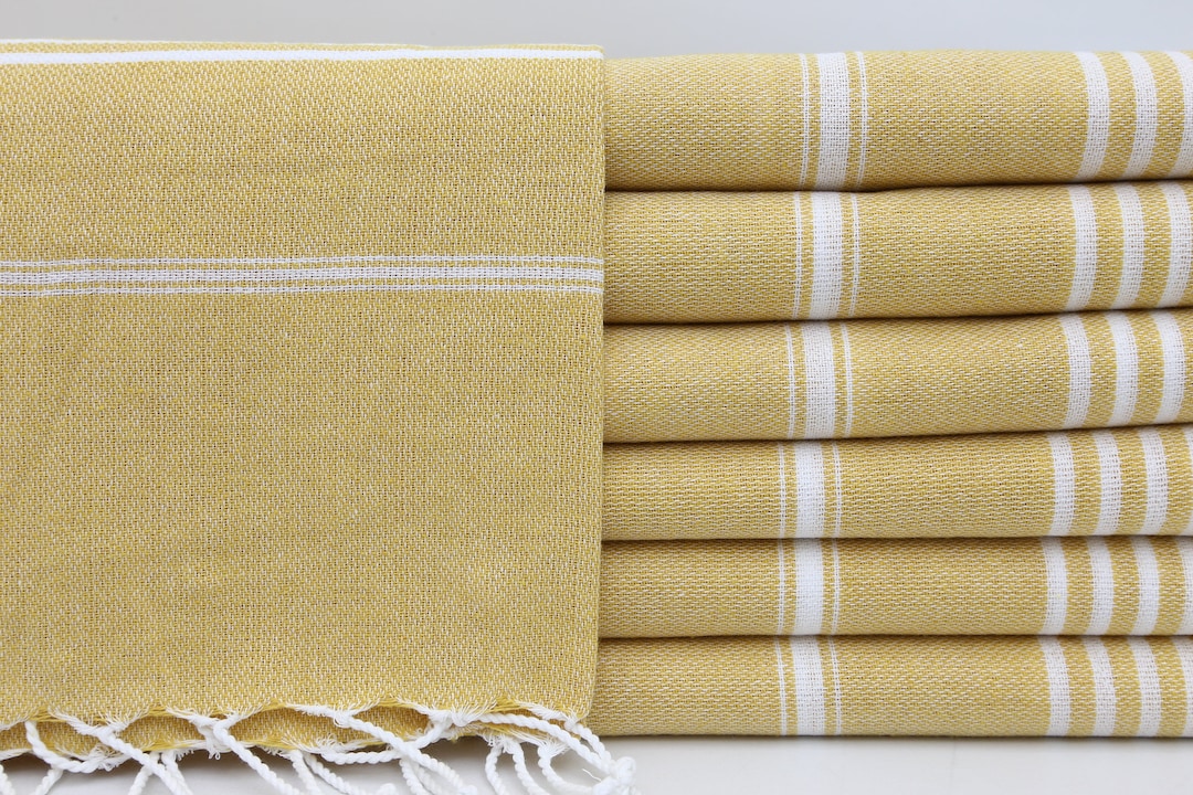 Serviette Turque 100% Coton - Fouta Peshtemal 95x175cm - Oeko-Tex - Légère & Absorbante - Vert Olive - 3