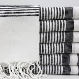 White Towel,Beach Towel,Black Striped Towel,Wholesale Towel,Turkish Towel,40"x70",Handwoven Towel,Bridemaid Towel,Wedding Towel,IM035D