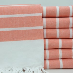 Toalha turca, toalha de praia turca, toalha de atacado, toalha de banho turco, toalha decorativa, 32&quot; x 70&quot;, peshtemal turco, toalha listrada, toalha salmão, BD026D