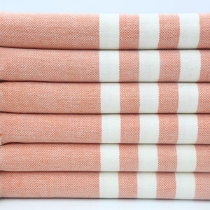 Turkish Towel,Bath Towel,Beach Towel,Shower Towel,Sauna Towel,40&quot;x70&quot;,Striped Towel,Turkish Peshtemal,Orange Towel,Handmade Towel,IM036D