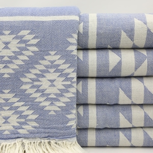 Blue Bed Cover,Turkish Blanket,Personalized Turkish Blanket,Picnic Blanket,Turkish Bedspread,55&quot;x67&quot;,Wholesale Turkish Blanket Bulk,BD031E