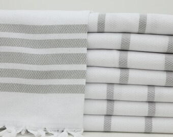 Turkish Hand Towel,Striped Hand Towel,Dish Towel,Kitchen Towel,Face Towel,18"x40",Turkish Peshkir,Handmade Peshkir,Gray Hand Towel,BD012F