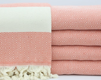 Blankets And Throws,Turkish Blanket,Turkish Throws,Decorative Blanket,79"x89",Cotton Bed Cover,Turkish Bedspread,Orange Blanket,OY001E