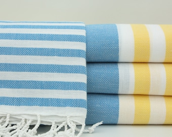 Bulk Towel,Turkish Towel,Turkish Bath Towel,Beach Towel,Throw Towel,Spa Towel,40"x70",Turkish Peshtemal,Royal Blue And Mustard Towel,BD040D