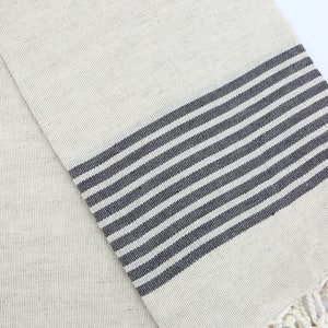 Linen Towel,Beige Towel,Turkish Towel,Black Striped Towel,Soft Towel,40x68,Turkish Peshtemal,Peshtemal Towel,Hammam Towel,Spa Towel,GL001D image 7