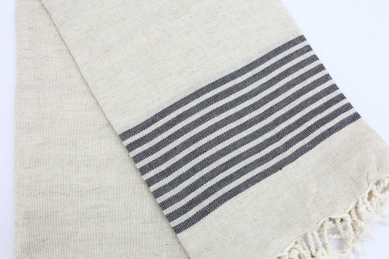 Linen Towel,Beige Towel,Turkish Towel,Black Striped Towel,Soft Towel,40x68,Turkish Peshtemal,Peshtemal Towel,Hammam Towel,Spa Towel,GL001D image 7