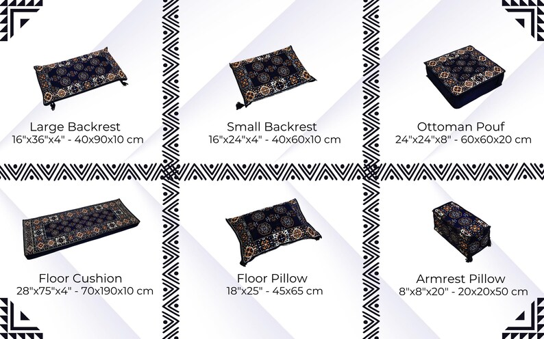 Navy Colored U FULL SET Arabic Sofa Seating, Oriental Stylish Living Room Furniture, Traditional Majlis Sofa SET, Ottoman Sofa, Kilim Sofa image 7