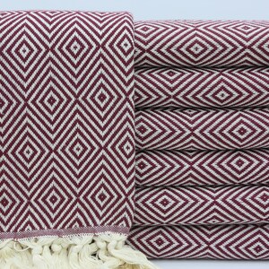 Diamond Pattern Towel,Turkish Towel,Wholesale Towel,Hammam Towel,40&quot;x70&quot;,Burgundy Towel,Turkish Peshtemal,Peshtemal Towel,Spa Towel,HY010D