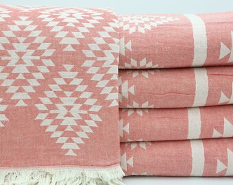 Blankets And Throws,Turkish Blanket,Turkey Towel,Home Decor,Bulk Towel,87"x89",Decor Bed Cover,Turkish Bedspread,Burnt Orange Blanket,OY002E