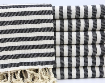 Decorative Bath Towel,Turkish Towel,Wholesale Towel,Gift Towel,Throw Towel,36"x70",Turkish Peshtemal,Striped Towel,Black Towel,BD035D