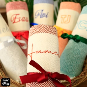 Personalized Beach Wedding Towel, Cotton Turkish Towel, Bridesmaid Gifts, Bachelorette Party Favors, Bridal Party Favors, Pool Party Towel