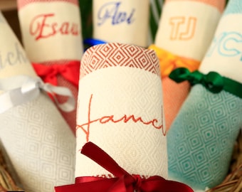 Serviette de plage personnalisée pour mariage, serviette turque en coton, cadeaux de demoiselle d'honneur, cadeaux d'enterrement de vie de jeune garçon, cadeaux nuptiale, serviette de piscine