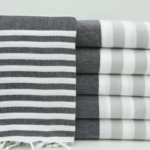 Bulk Towel,Turkish Towel,Handwoven Towel,Sauna Towel,Decorative Towel,Home Decor,40&quot;x70&quot;,Turkish Peshtemal,Black And Light Gray Towel,BD040D