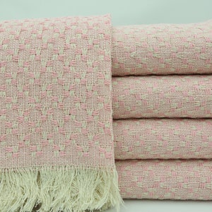 Turkish Blanket,Soft Blanket,Handmade Blanket,51"x67",Turkish Bedspread,Powder Pink Blanket,Wedding Gift Blanket,Sofa Cover,Bed Cover,BC018E