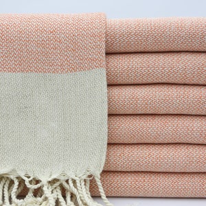 Turkish Towel,36&quot;x70&quot;,Turkish Peshtemal,Light Orange Towel,Handwoven Towel,Yoga Towel,Hotel Towel,Organic Towel,Camp Towel,Spa Towel,IM038D