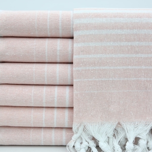 Turkish Towel,Bride Gift,Wedding Towel,Beach Towel,Spa Towel,Boho Towel,32&quot;x70&quot;,Powder Pink Towel,Handmade Towel,Turkish Peshtemal,AY007D