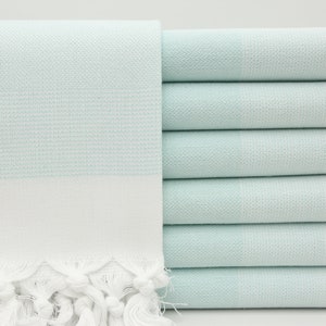 Turkish Towel,Turkish Bath Towel,Mint Green and White Towel,Turkish Beach Towel,40&quot;x70&quot;,Turkish Peshtemal,Soft Towel,Cotton Towel,BD050D