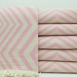 Toalla de baño, toalla turca, toalla rosa, toalla de regalo para dama de honor, 40" x 70", toalla para tomar el sol, decoración del hogar, peshtemal turco, toalla con diseño en zigzag, BD009D