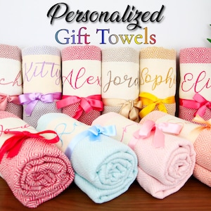 Bridesmaid Gifts for Wedding, Personalized Turkish Beach Towel, Bachelorette Party Gifts for Her, Customized Wedding Gifts, Bath Towel