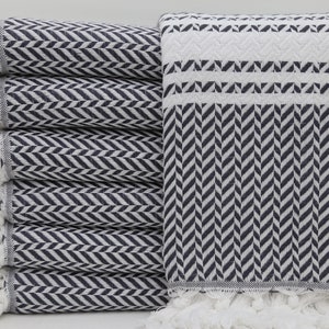 Turkish Towel,Spa Towel,Patterned Towel,Hammam Towel,Turkish Peshtemal,40&quot;x70&quot;,Dark Gray Towel,Bathroom Decor Towel,Beach Towel,HY001D