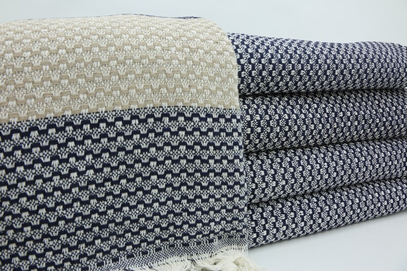 Turkish Throw Blanket,Turkish Blanket,Bachelor Gift Blanket,79"x91",Wholesale Blanket,Turkish Bedspread,Navy Blue And Beige Blanket,Multi-Use Blanket,Monogrammed Throws And Blankets,Bridal Party Favor,Embroidered Housewarming Gift