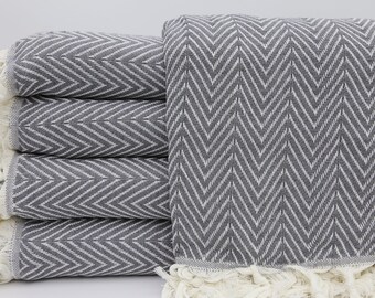 Designer Bedspread,Turkish Blanket,Patterned Throws,79"x89",Housewarming Gift Blanket,Decor Bedspread,Gray Blanket,Turkish Bedspread,IM001E