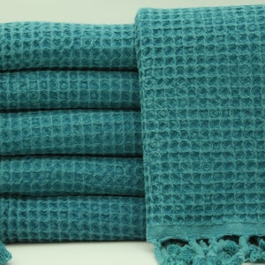 Handmade Towel,Waffle Towel,Turkish Towel,Bulk Towel,Decor Towel,36x70,Turkish Peshtemal,Stonewashed Towel,Teal Green Towel,UA001D image 1