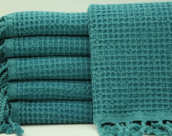 Handmade Towel,Waffle Towel,Turkish Towel,Bulk Towel,Decor Towel,36"x70",Turkish Peshtemal,Stonewashed Towel,Teal Green Towel,UA001D