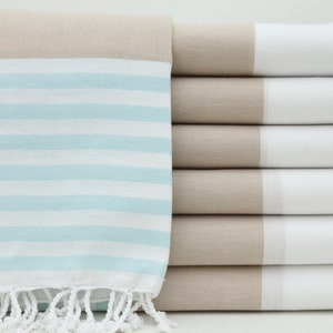Organic Towel,Turkish Towel,Wholesale Towel,40&quot;x70&quot;,Hammam Peshtemal,Home Decor,Mint And Beige Towel,Turkish Peshtemal,Striped Towel,BD020D