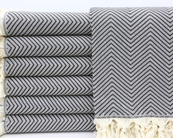 Turkish Blanket,Wholesale Bed Cover,Throw Bed Cover,Dark Gray Blanket,79"x95",Cotton Bed Cover,Gift Bedspread,Cozy Bed Cover,YT001E