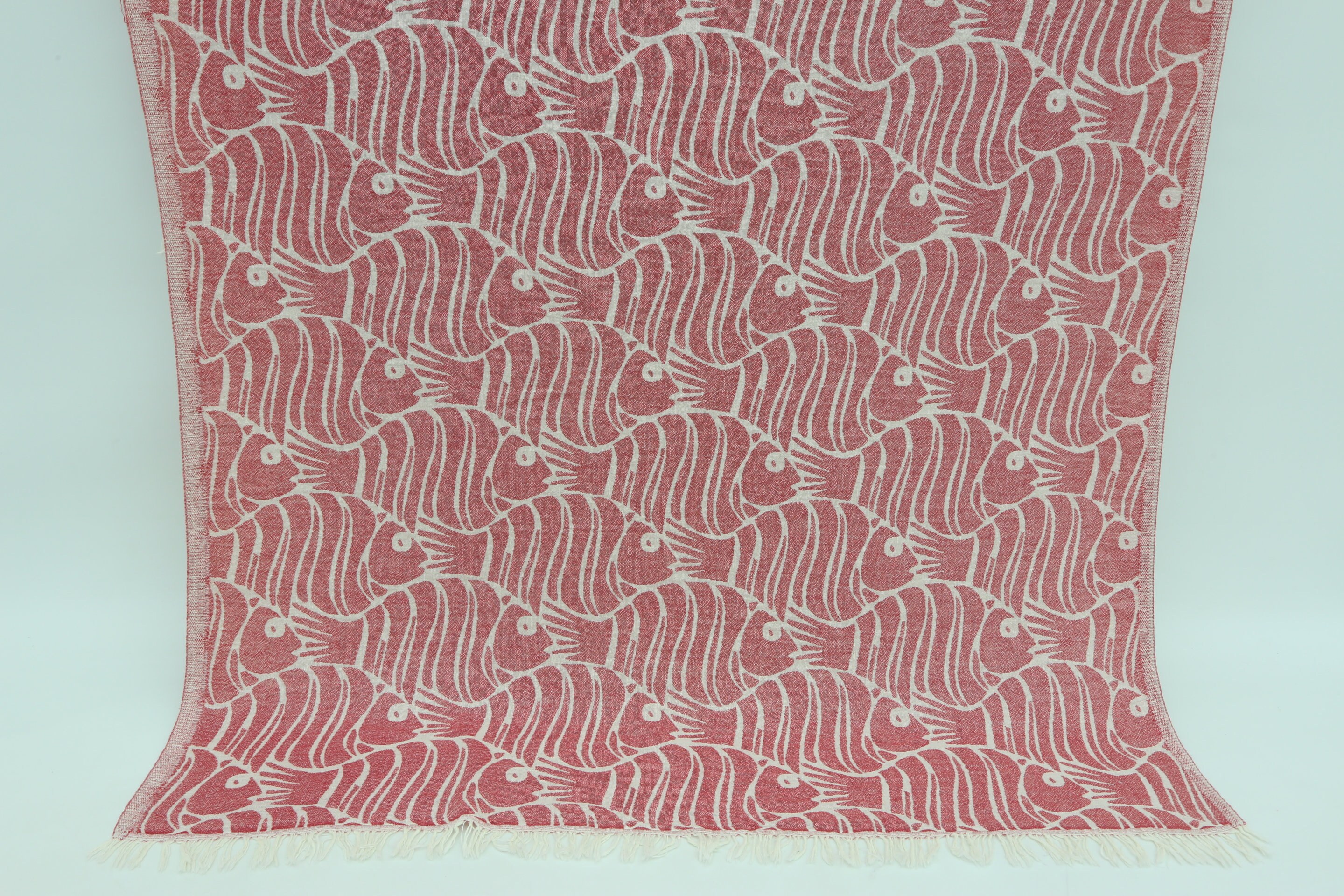 Hammam Towel,Turkish Towel,Red Towel,Decorative Towel,Cotton Towel,40"x70", Bathroom Towel,Turkish Peshtemal,Fish Pattern Towel,BD003D