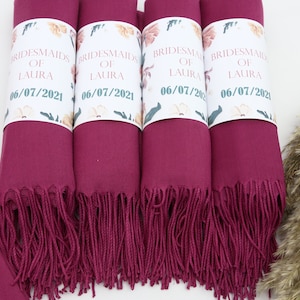 Bridal Shower Gift,Turkish Shawl,Pashmina As A Favor,Scarf With A Personalized Band,26&quot;x67&quot;,Pashminas,Magenta Pashmina,Vibrant Colored Scarf