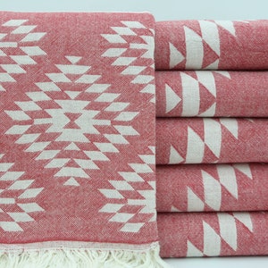 Wedding Gift Towel,Turkish Towel,40&quot;x70&quot;,Wholesale Towel,Cotton Towel,Throw Towel,Red Towel,Turkish Peshtemal,Aztec Design Towel,BD012D